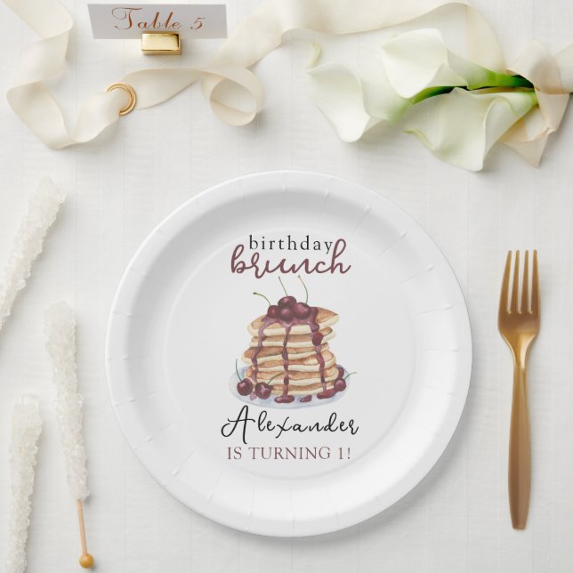 Assiettes En Carton Pancakes aquarelle fête d'anniversaire (Mariage)