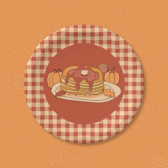 Assiettes En Carton Pancakes - Buffalo d'automne Plaid Motif plaque de (Créateur téléchargé)