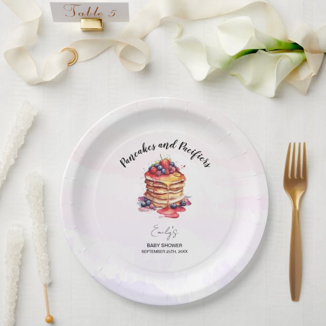 Assiettes En Carton Pancakes et Pacificateurs Baby shower Brunch (Mariage)