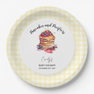 Assiettes En Carton Pancakes et Pacificateurs En vichy Baby shower pla
