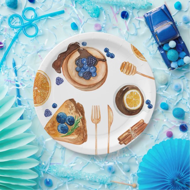 Assiettes En Carton Pancakes Moderne Cuisine Beauté Petit déjeuner (Fête)