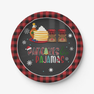 Assiettes En Carton Pancakes & Pyjamas Plaque de fête de Noël