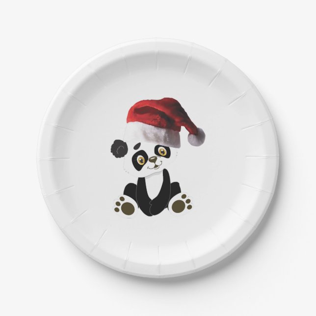 Assiettes En Carton Panda bébé de Noël (Devant)