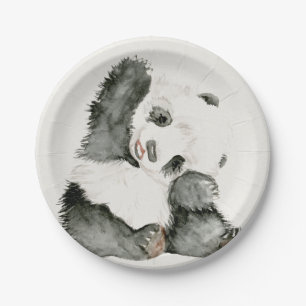 Assiettes En Carton Panda de bébé mignon et velu