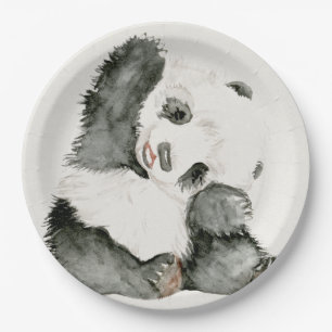 Assiettes En Carton Panda de bébé   mignon et velu