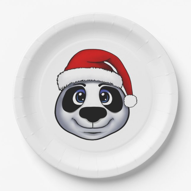 Assiettes En Carton Panda de Noël (Devant)