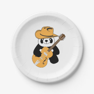 Assiettes En Carton Panda drôle avec guitare