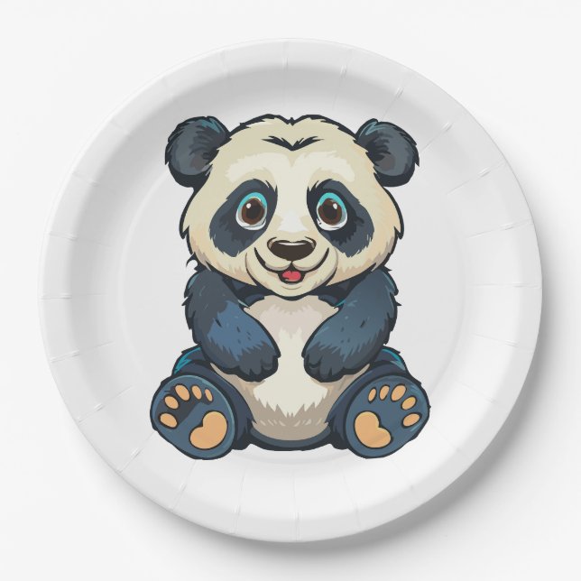 Assiettes En Carton Panda géant (Devant)