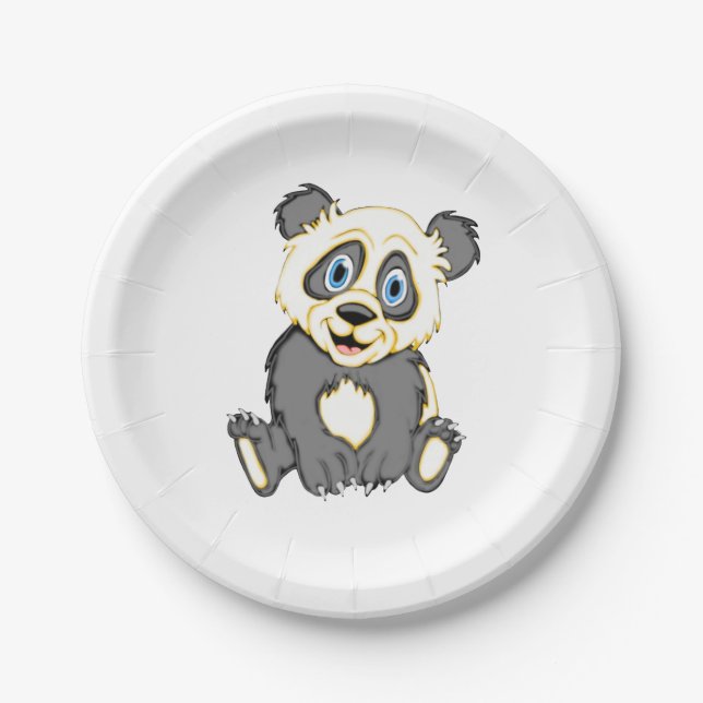 Assiettes En Carton Panda souriant (Devant)