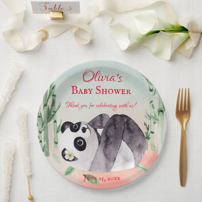Assiettes En Carton Panda Tumbling mignon Baby shower de genre (Mariage)