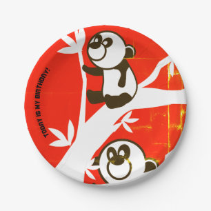 Assiettes En Carton Pandas d'anniversaire