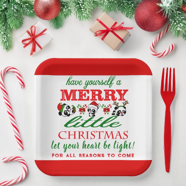 Assiettes En Carton Pandas de Noël personnalisés (Créateur téléchargé)