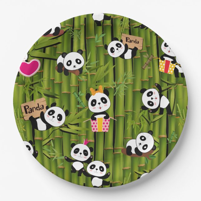 Assiettes En Carton Panda's Pattern 2 (Devant)