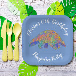 Assiettes En Carton Pangolin Party Blue<br><div class="desc">Pour l'enfant qui aime les pangolins. Ce mignon pangolin coloré invitations fans des droits des animaux à une fête d'anniversaire. Personnalisez ce Pangolin avec le numéro de l'anniversaire et le nom de la fille ou du garçon de la fête et vous êtes tous prêts pour un anniversaire amusant emballé pangolin...</div>