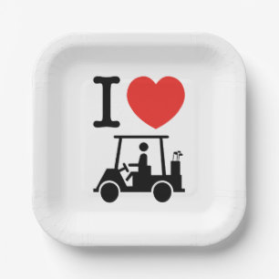 Assiettes En Carton Panier de golf I Heart (Love)