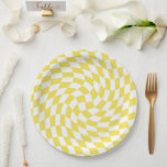 Assiettes En Carton Panneau de contrôle dépoli rétro-jaune citron<br><div class="desc">Vérificateurs déformés modernes en couleur jaune.</div>