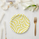 Assiettes En Carton Panneau de contrôle dépoli rétro-jaune citron<br><div class="desc">Vérificateurs déformés modernes en couleur jaune.</div>