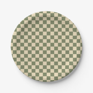 Assiettes En Carton Panneau de contrôle vert et beige clair