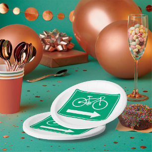 Assiettes En Carton Panneau de direction flèche droite voie cyclable v