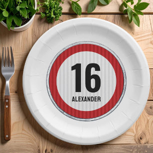 Assiettes En Carton Panneau de limitation de vitesse pour 16 ans