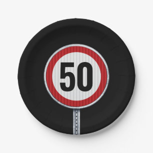 Assiettes En Carton Panneau de limitation de vitesse pour 50e annivers