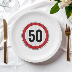 Assiettes En Carton Panneau de limitation de vitesse pour 50e annivers