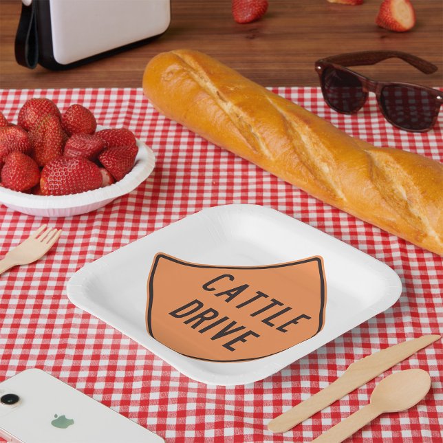 Assiettes En Carton Panneau de route de Cattle Drive (Créateur téléchargé)