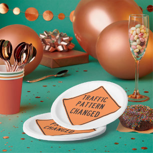 Assiettes En Carton Panneau de signalisation de changement de sens de