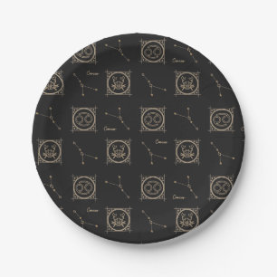 Assiettes En Carton Panneau étoile Astrologie du cancer Zodiac noir et