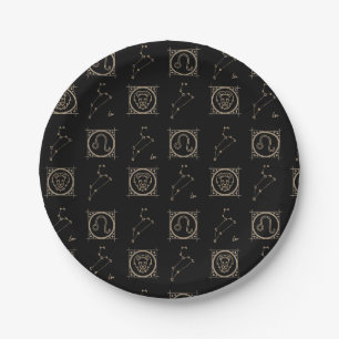 Assiettes En Carton Panneau étoile Zodiac noir et or