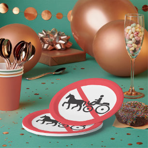 Assiettes En Carton Panneau Interdiction Véhicules Attelés
