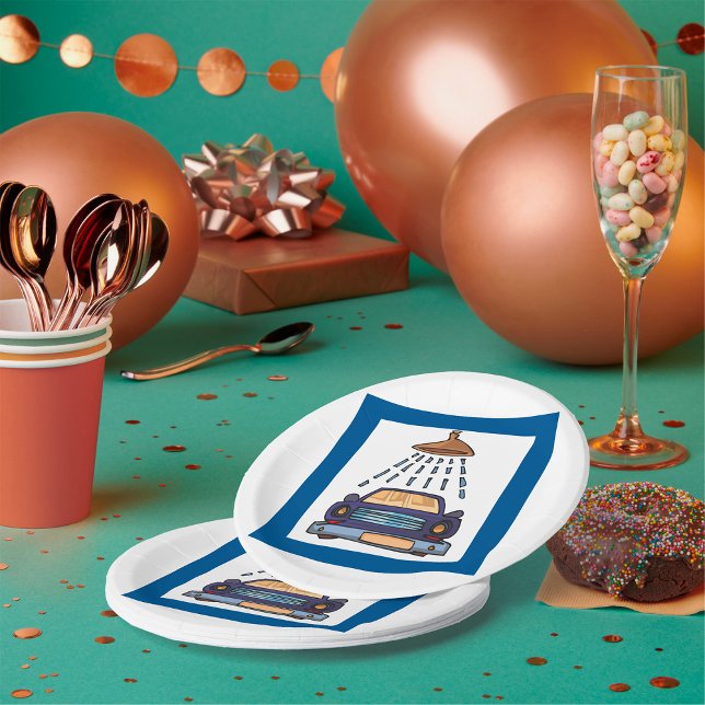 Assiettes En Carton Panneau Lavage de voiture (Créateur téléchargé)