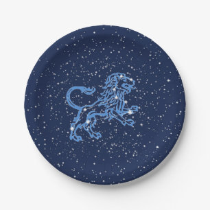 Assiettes En Carton Panneau Léo Constellation et Zodiaque avec étoil