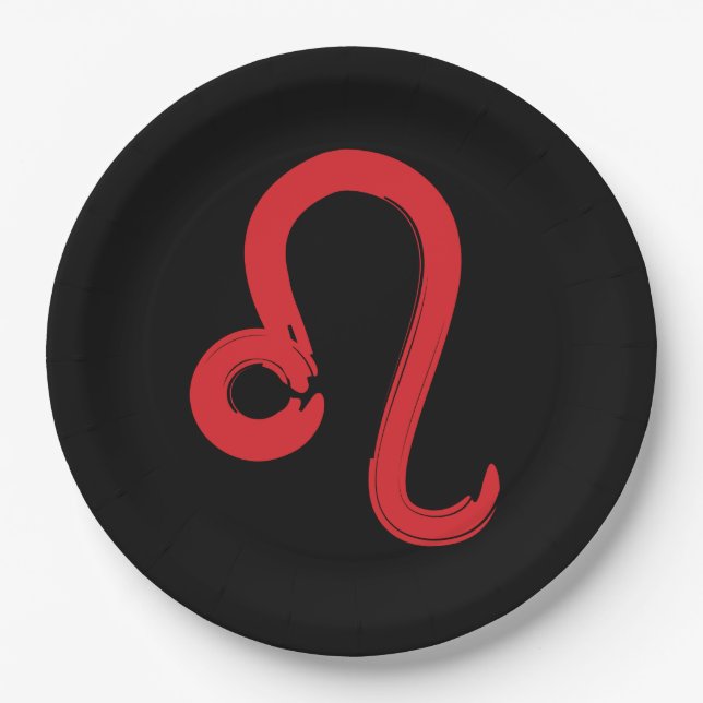 Assiettes En Carton Panneau rouge LEO Zodiac Juillet Août Anniversaire (Devant)