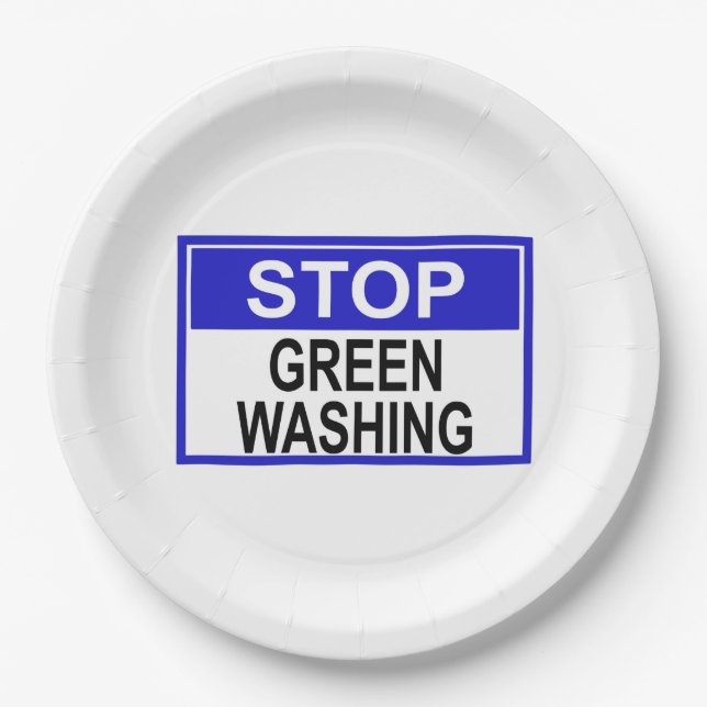 Assiettes En Carton Panneau Stop au Greenwashing (Devant)