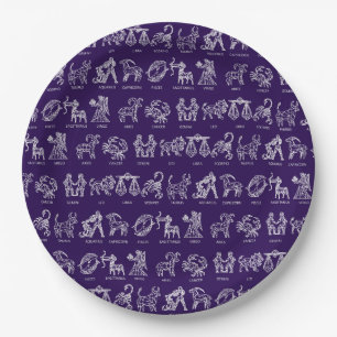 Assiettes En Carton Panneau Zodiaque Plaque papier (violet)
