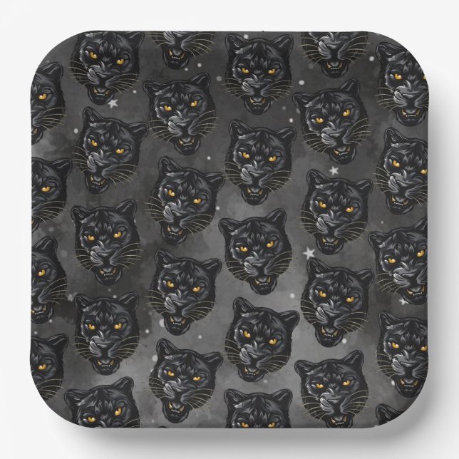 Assiettes En Carton Panthère noire (Recto)