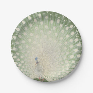 Assiettes En Carton Paon japonais vintage des beaux-arts |