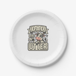 Assiettes En Carton Papa comme pas de pis drôle vache vintage vecteur