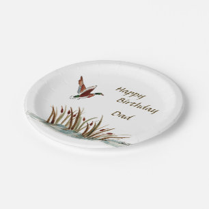 Assiettes En Carton Papa, Merci Mallard Au-Dessus De Cattails, Une Mé