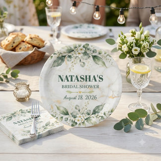 Assiettes En Carton Pape d'Eucalyptus Botanique Rose Blanche pour la F