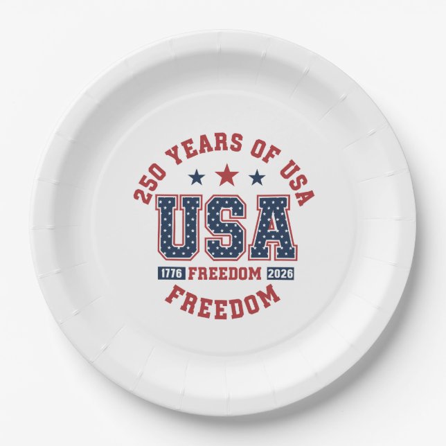 Assiettes En Carton Paper Plate-250th American Independence Tableware (Devant)