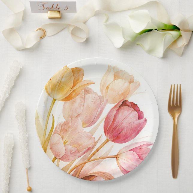 Assiettes En Carton Paper Plate floral wedding/shower (Mariage)