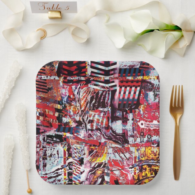 Assiettes En Carton Paper Plate – Fragmented Pulse (Mariage)