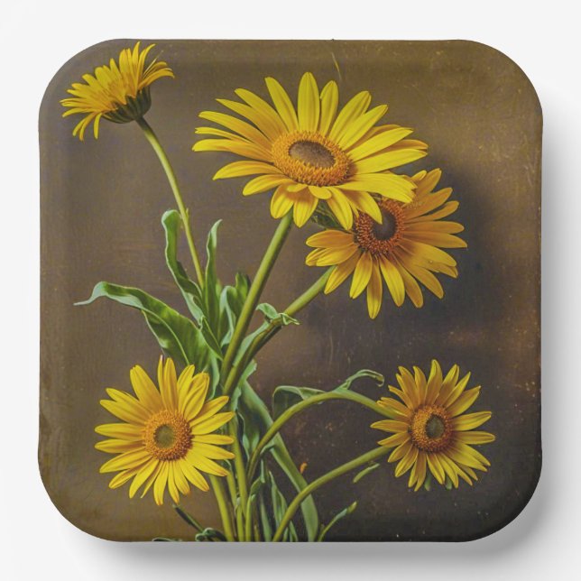 Assiettes En Carton Paper Plate (Yellow Daisies) (Recto)