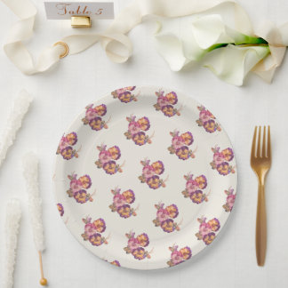 Assiettes En Carton Paper Plates | Vintage Pansy Floral Party Tablewar