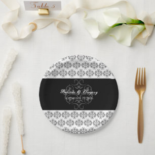Assiettes En Carton Papeterie de mariage calligraphiée noir et blanc v