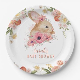 Assiettes En Carton Papier à Baby shower de lapin rose pâle Pla