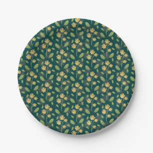 Assiettes En Carton Papier à motif botanique de couleur bleue de style