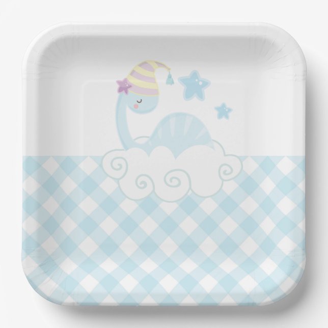 Assiettes En Carton Papier couché Dinosaur (Recto)